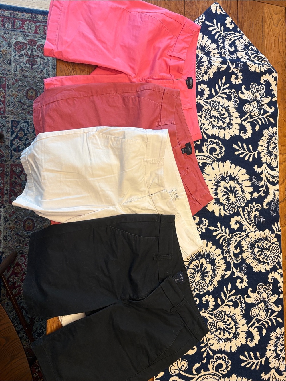 J. Crew Pink, Coral, White & Black Women's Bermuda Shorts Set